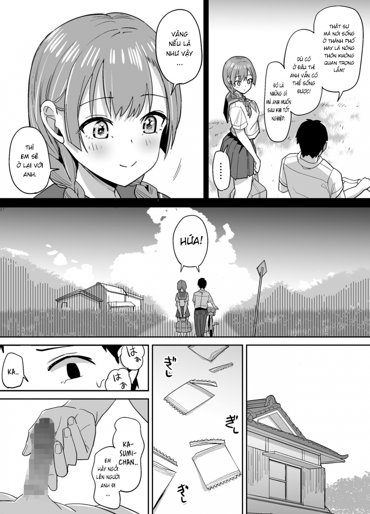 Đọc truyện hentai Inaka de wa Kawaii Kanojo wo Furyou no Senpai ni Netorare - Oneshot