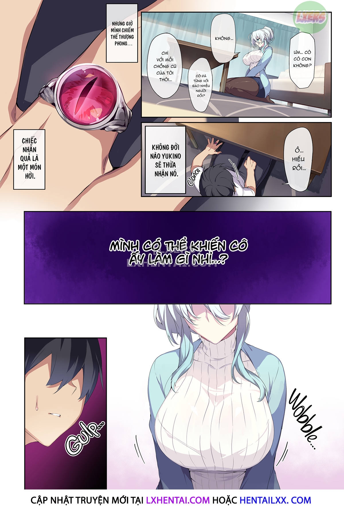 Đọc truyện hentai Hitozukiai Ga Nigate Na Miboujin No Yukionna-San To Noroi No Yubiwa - Oneshot - Không che