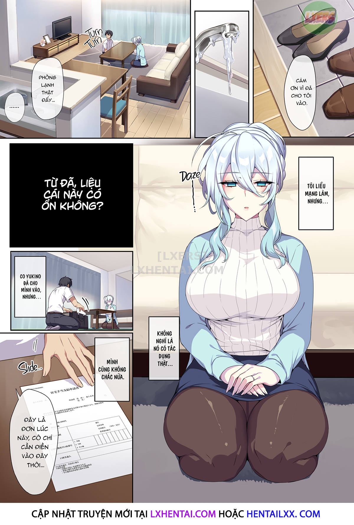 Đọc truyện hentai Hitozukiai Ga Nigate Na Miboujin No Yukionna-San To Noroi No Yubiwa - Oneshot - Không che