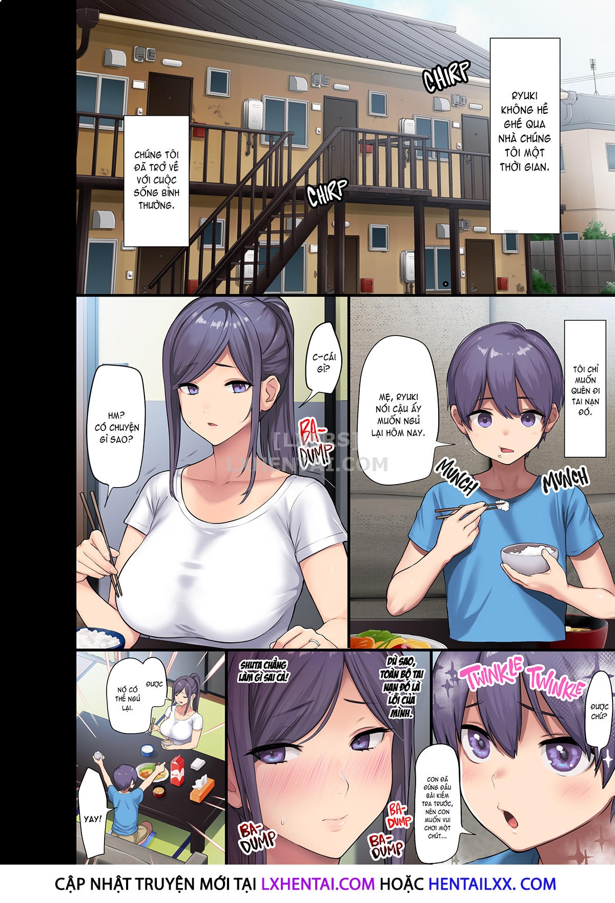 Đọc truyện hentai Kyonyuu Miboujin to Musuko no Waruui Otomodachi Honpen Rensai - Oneshot - Không che