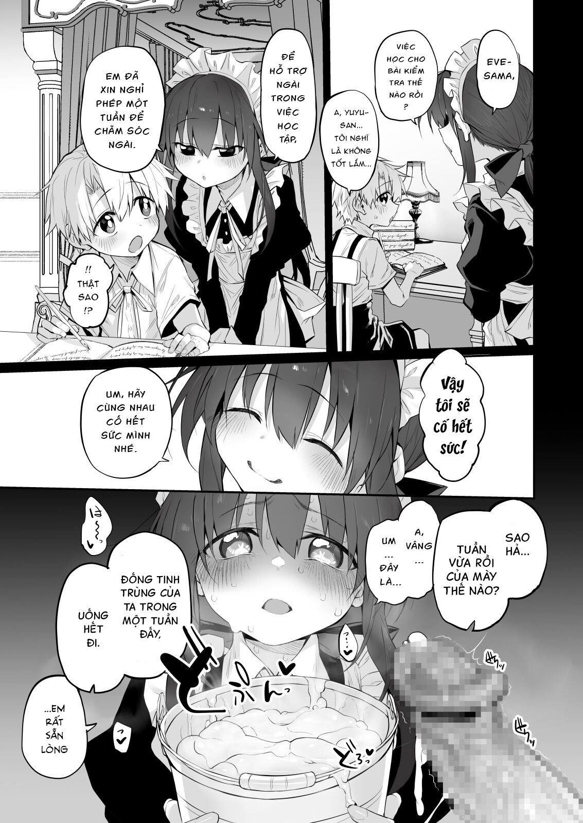 Đọc truyện hentai Mối tình đầu với cô hầu gái - Oneshot