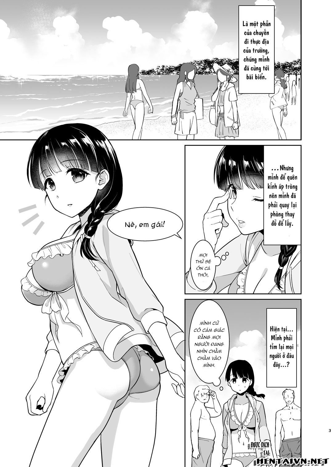 Đọc truyện hentai Iya da to Ienai Jimikei Shoujo to Hamabe no Gaikokujin Ryokoukyaku - Oneshot
