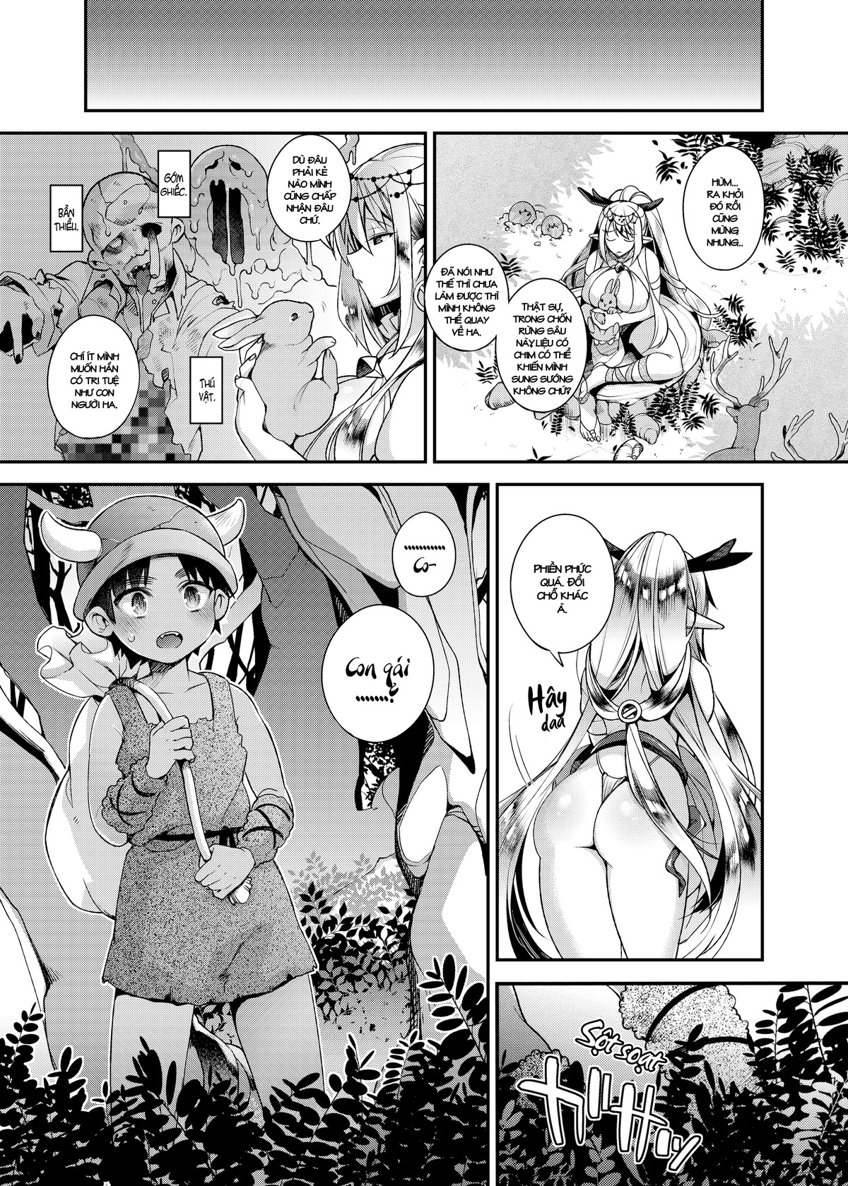 Đọc truyện hentai Hitonarazaru Oyomesama (Trọn bộ) Chap 1: Shota Orc-kun wa Elf no Ohimesama o Jouzu ni Haramaserareru kana?