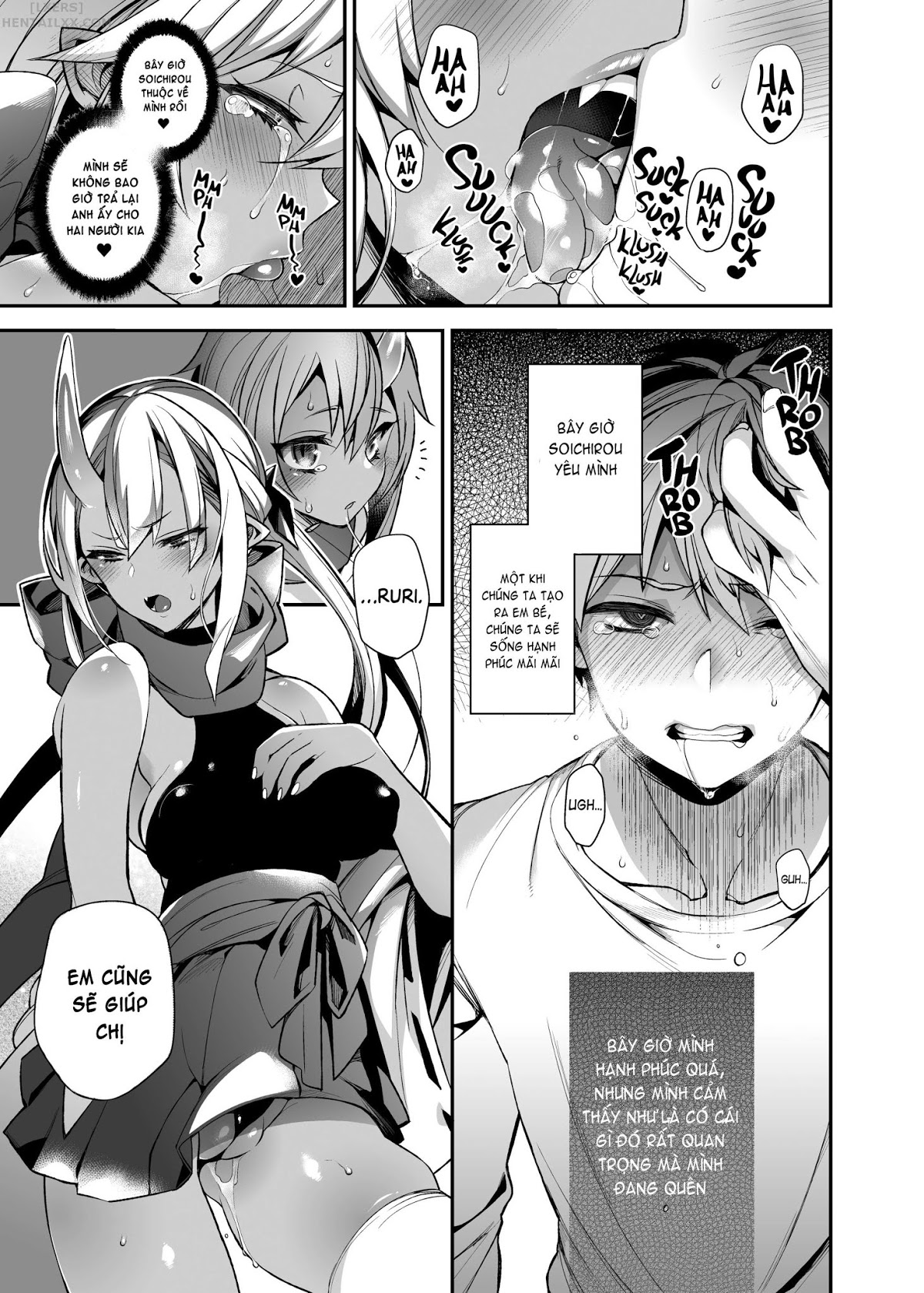 Đọc truyện hentai Hitonarazaru Oyomesama (Trọn bộ) Chap 5: Mating with Oni Sisters #1
