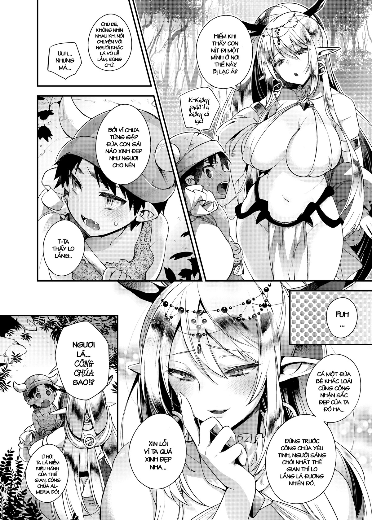 Đọc truyện hentai Hitonarazaru Oyomesama (Trọn bộ) Chap 1: Shota Orc-kun wa Elf no Ohimesama o Jouzu ni Haramaserareru kana?