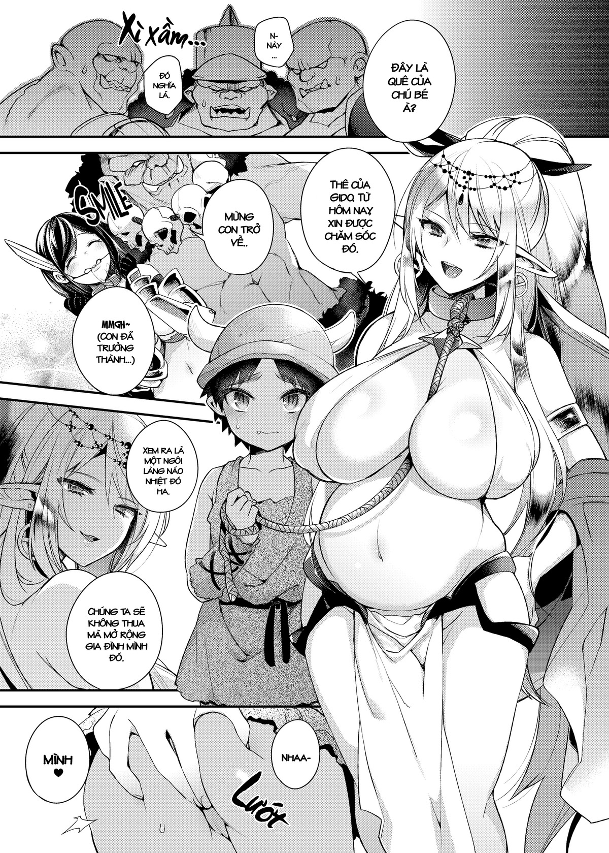 Đọc truyện hentai Hitonarazaru Oyomesama (Trọn bộ) Chap 1: Shota Orc-kun wa Elf no Ohimesama o Jouzu ni Haramaserareru kana?