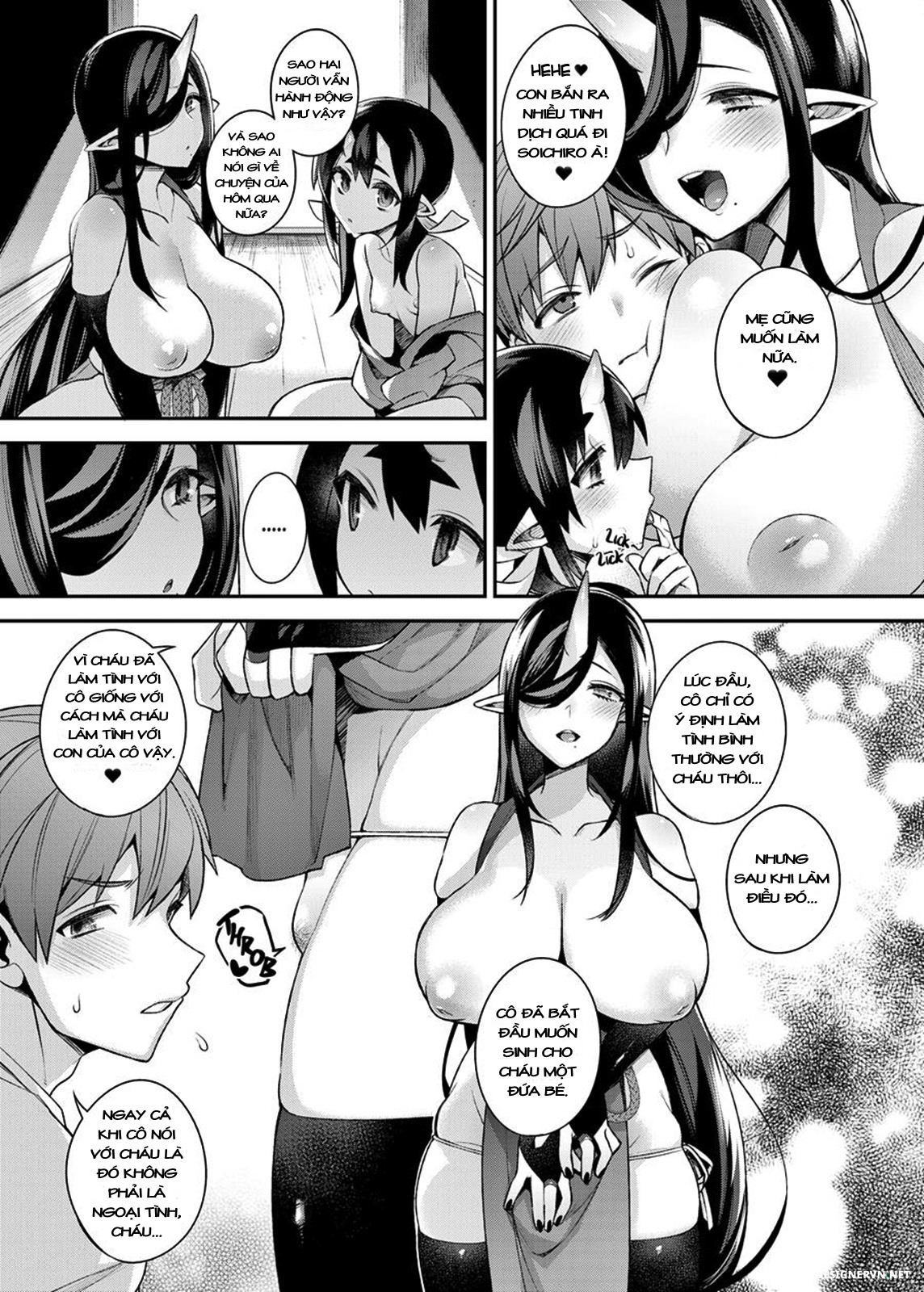Đọc truyện hentai Hitonarazaru Oyomesama (Trọn bộ) Chap 4: Mating with Oni Mother & Daughter